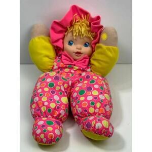 Vintage Baby's N Things Pink & Yellow Light up Doll Sound Soft Blue Eyes 13"